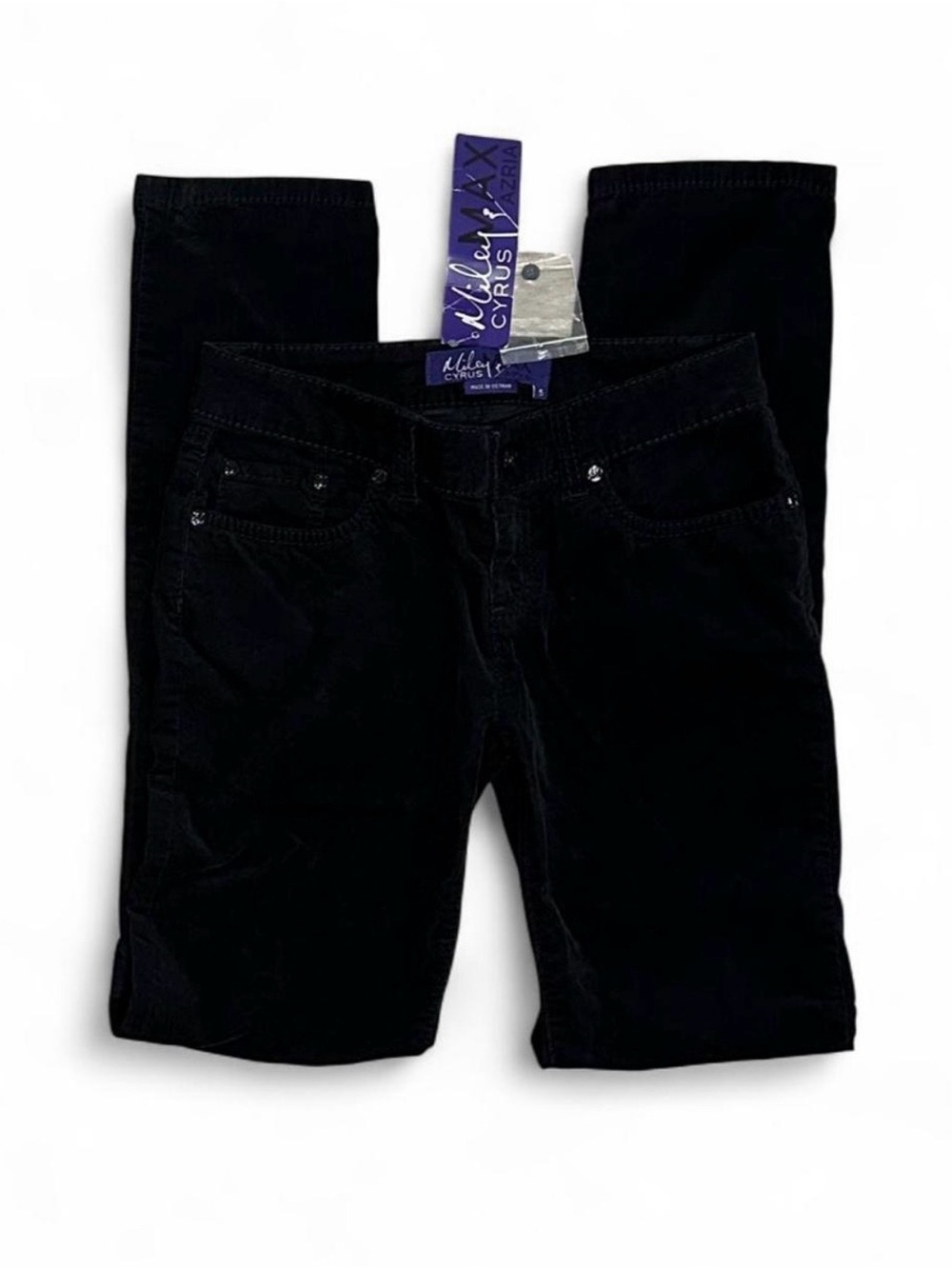 Junior’s Girl’s 2009 Miley Cyrus Max Azria Black Velvety Skinny Jeans Size 5